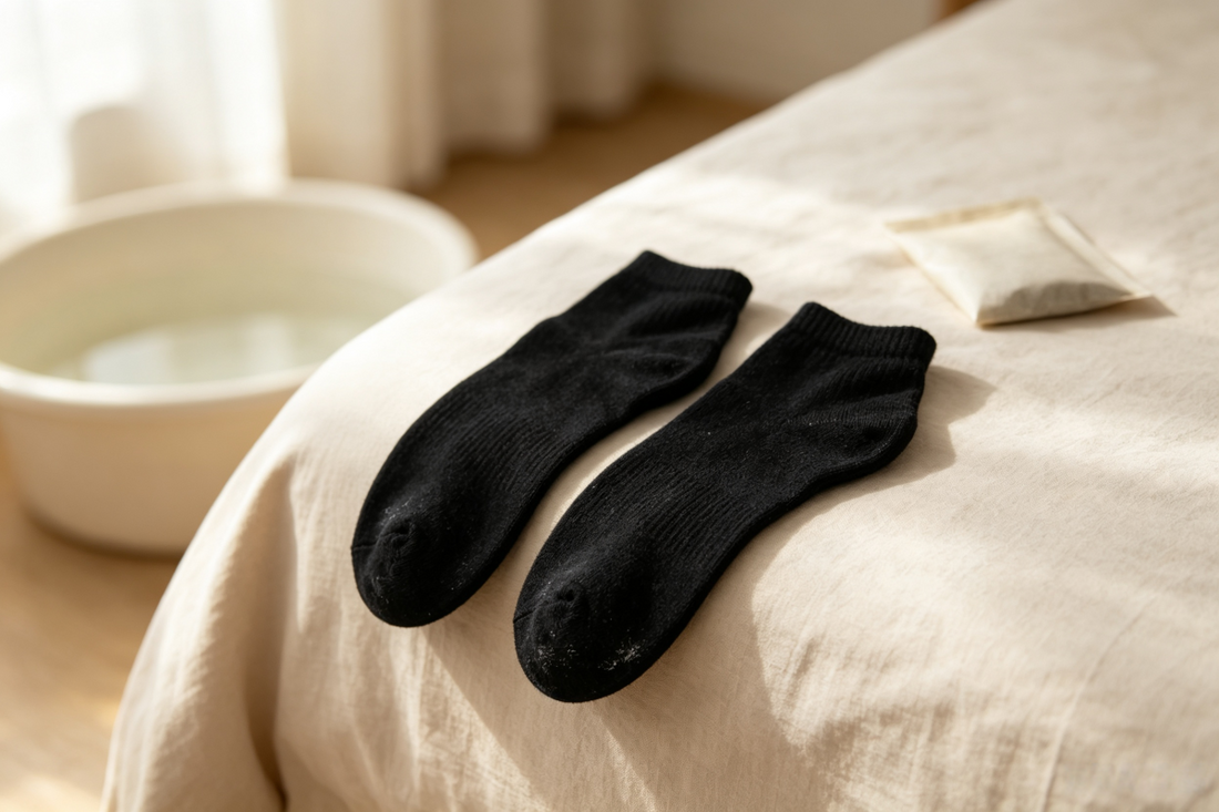 The White Dust on Her Black Socks
